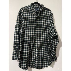 Ralph Lauren 2X Big tall cotton green plaid long sleeve shirt